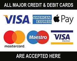 All Major Credit & Debit Cards are Accepted Here
