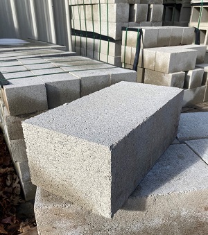 a stack of grey bricks